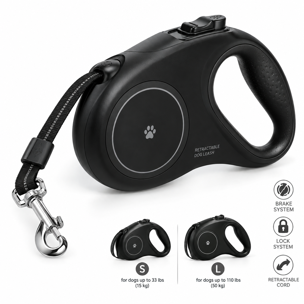 Automatic Retractable Dog Leash - Dual Size Options with Brake & Lock Safety System