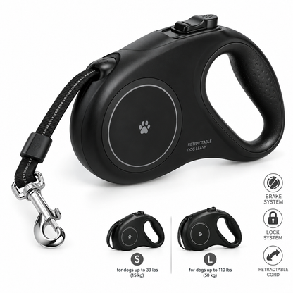 Automatic Retractable Dog Leash - Dual Size Options with Brake & Lock Safety System