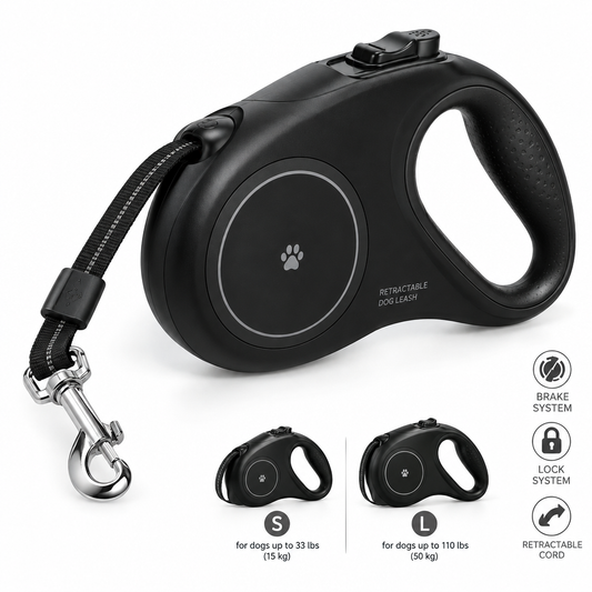 Automatic Retractable Dog Leash - Dual Size Options with Brake & Lock Safety System